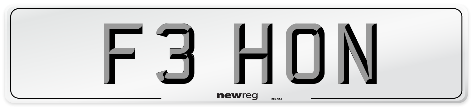 F3 HON Number Plate from New Reg